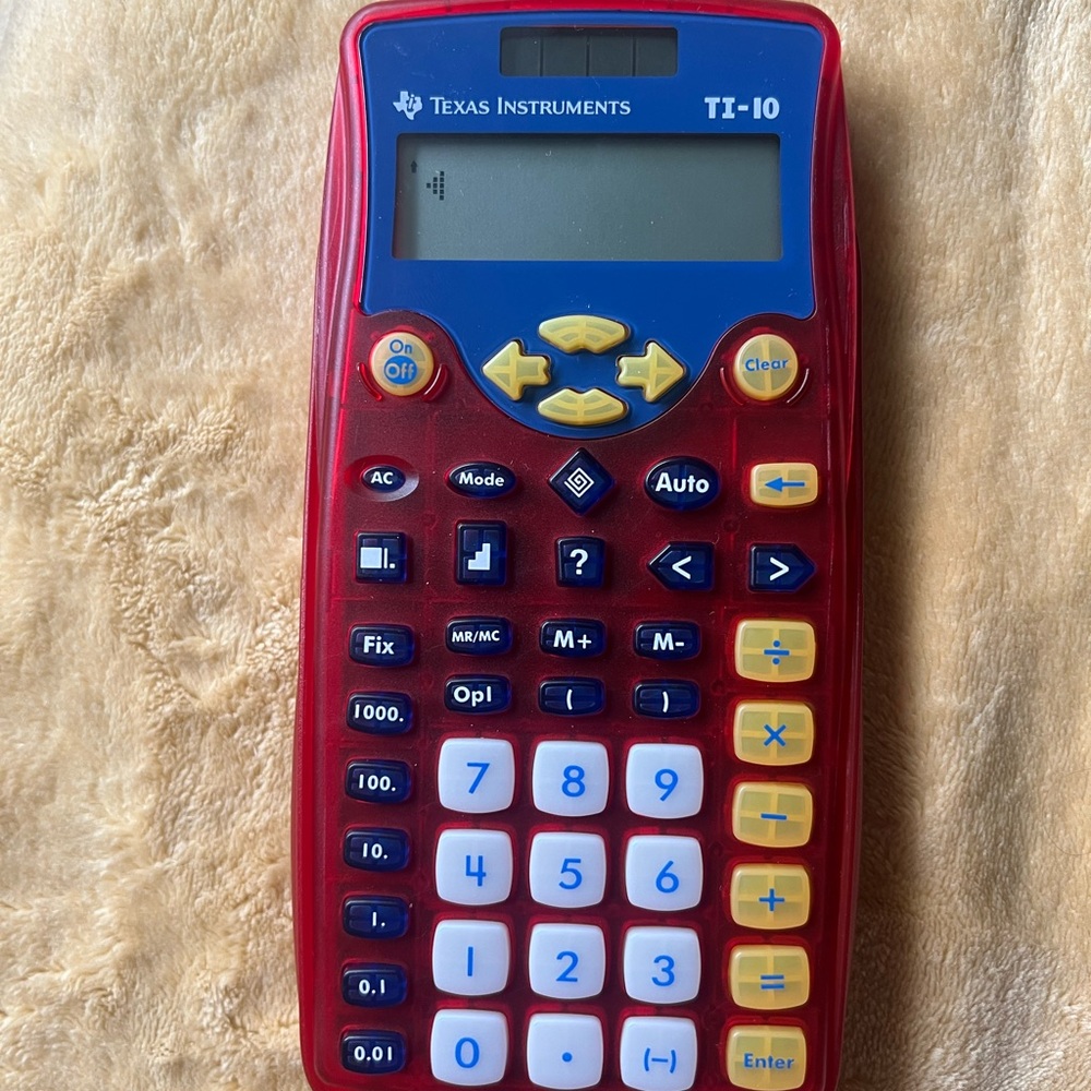 Texas Instruments TI-10 Red and Blue Calculator